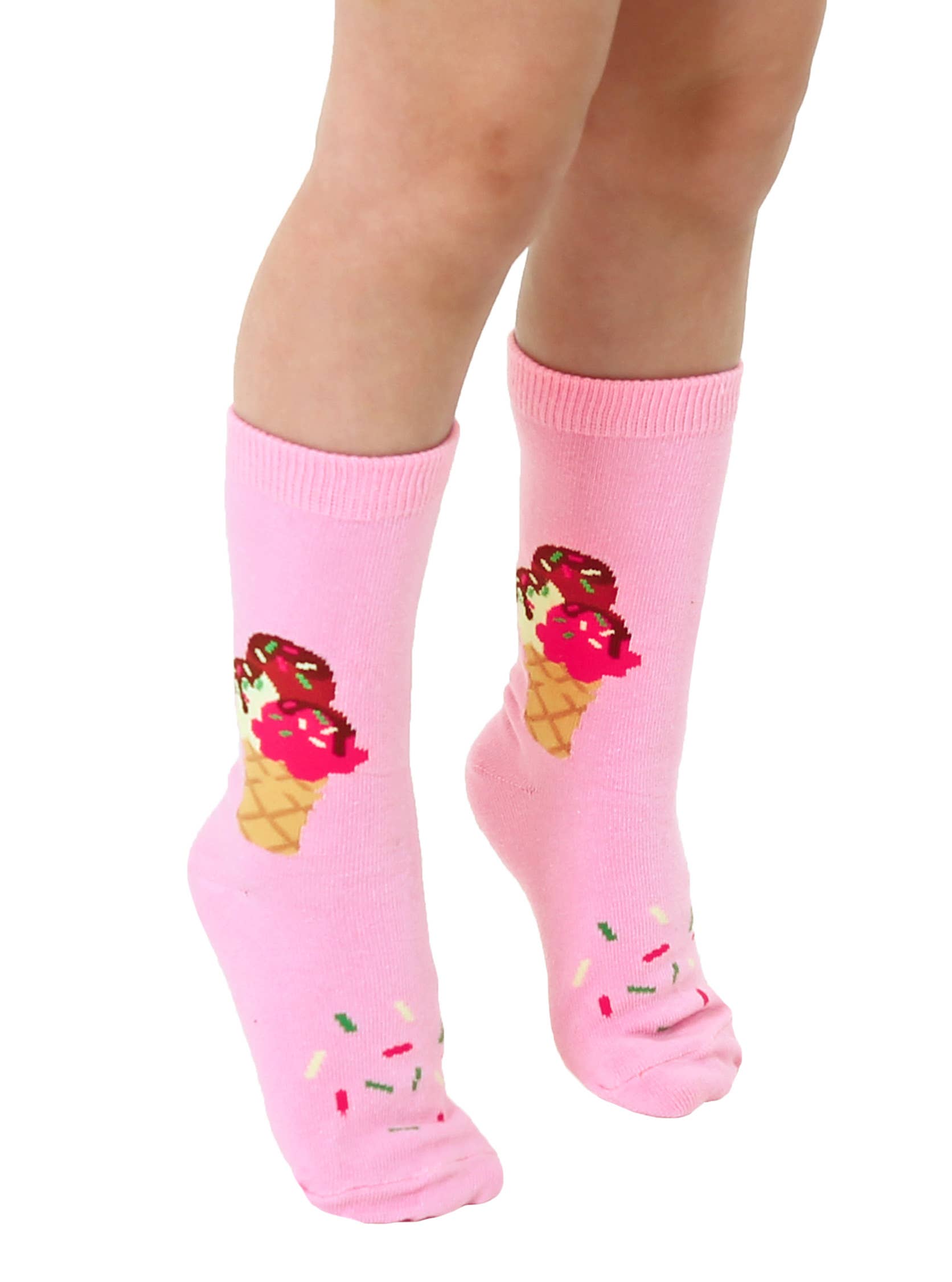 Chaussettes emballées en 3D - Enfants - Crème glacée - Rose