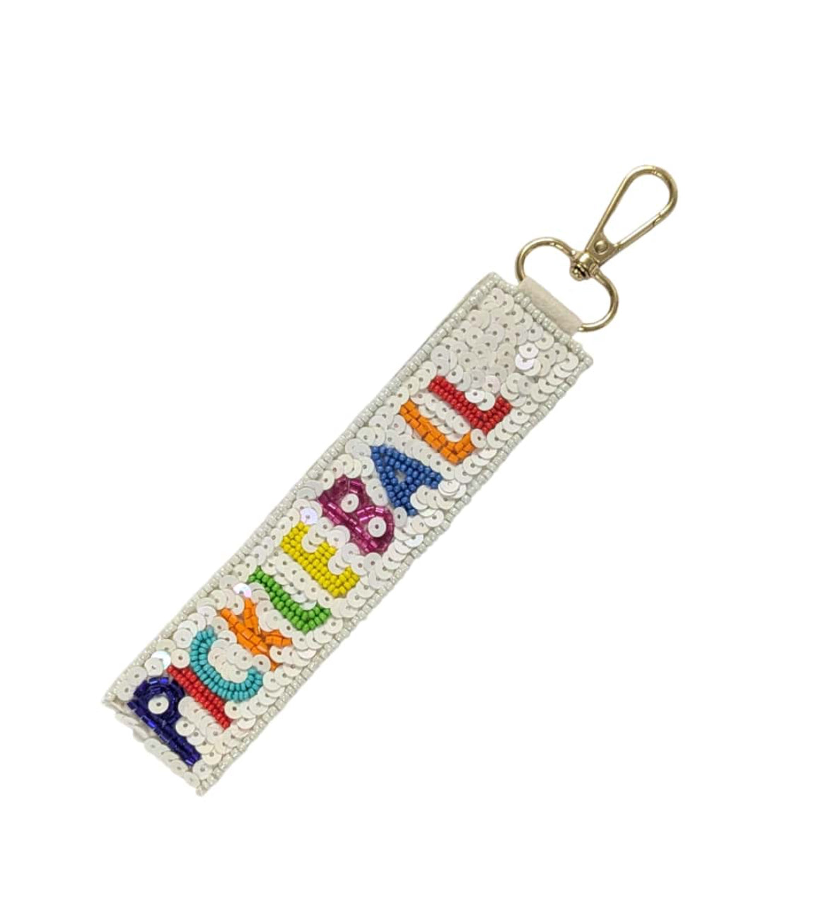 Pickle Ball Beaded Wristlet Strap Key Chain