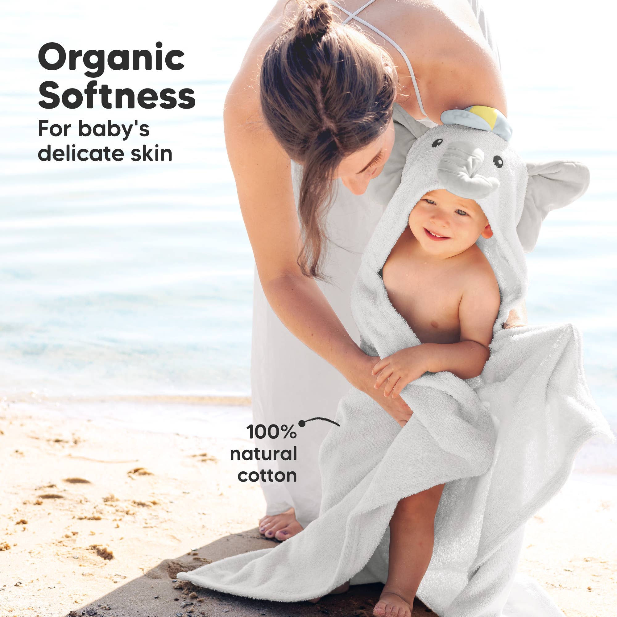 PERSONALIZED TERRY BABY HOODED TOWELS - Elephant