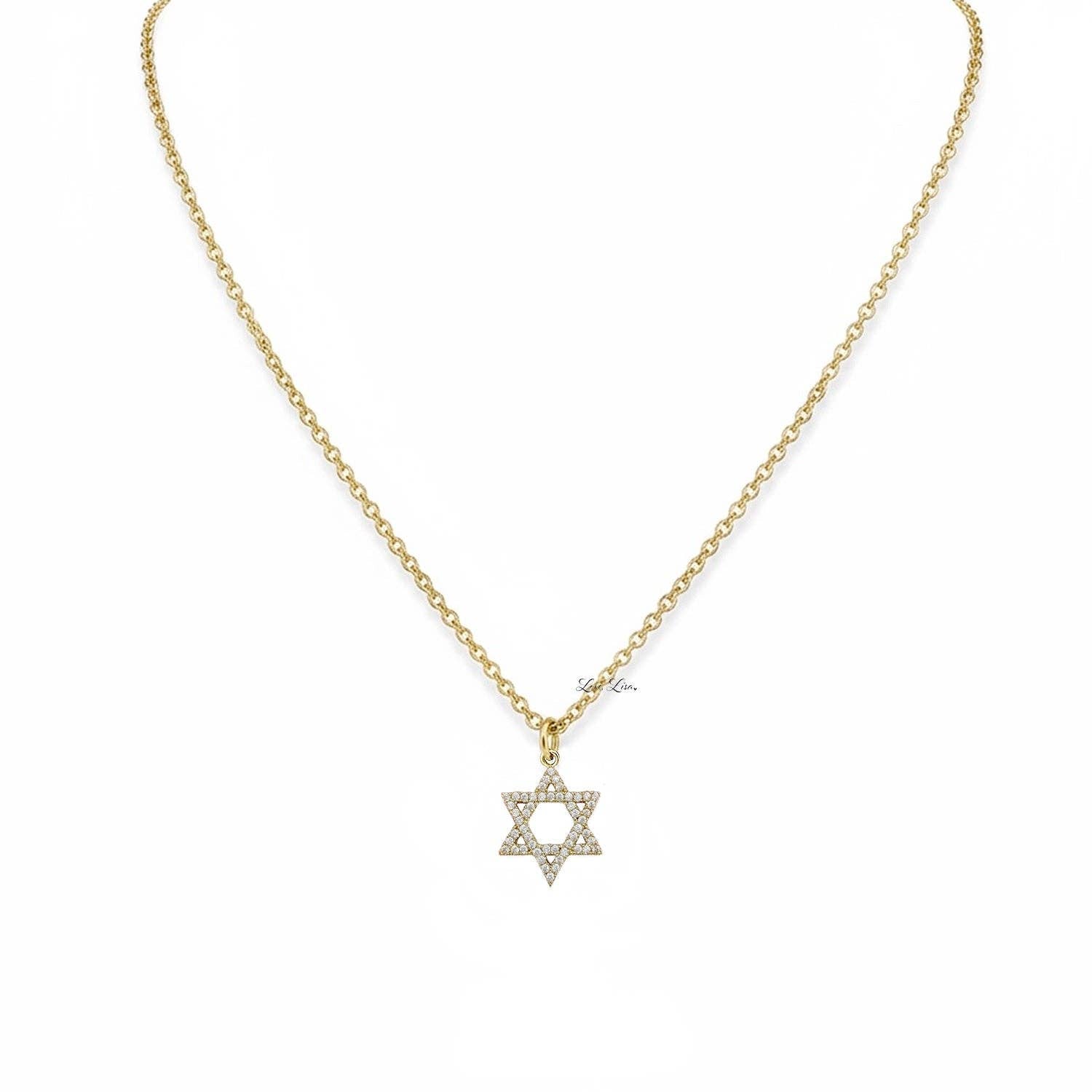 Gold Star of David Necklace