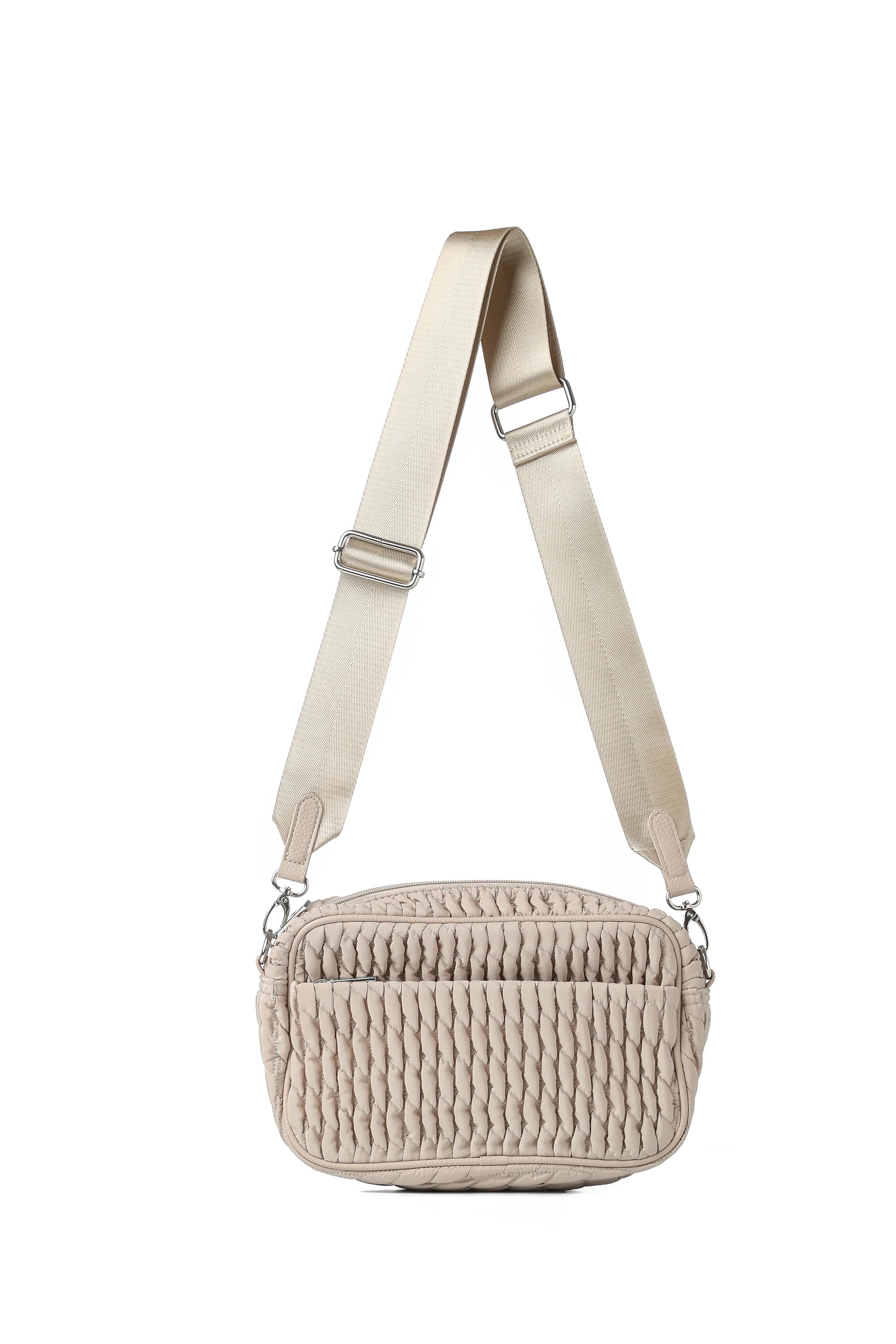 Nylon puckered Crossbody- linen