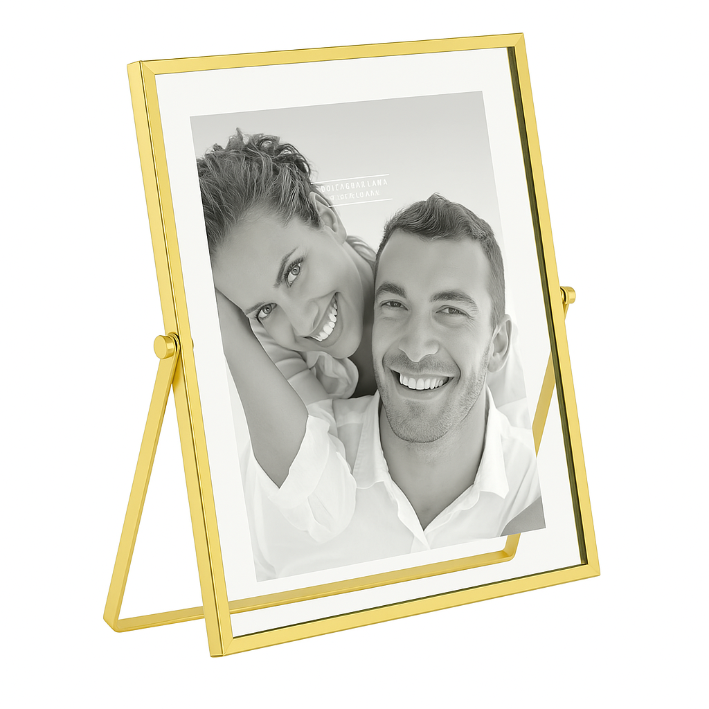 Cadre photo - Panneau de verre décoratif 5 x 7 po Doré