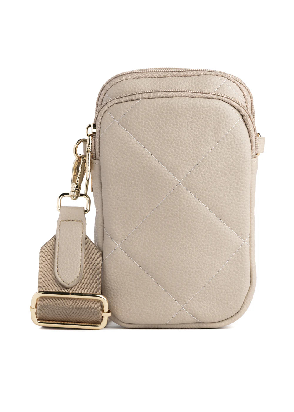Vegan leather Phone Crossbody- cream