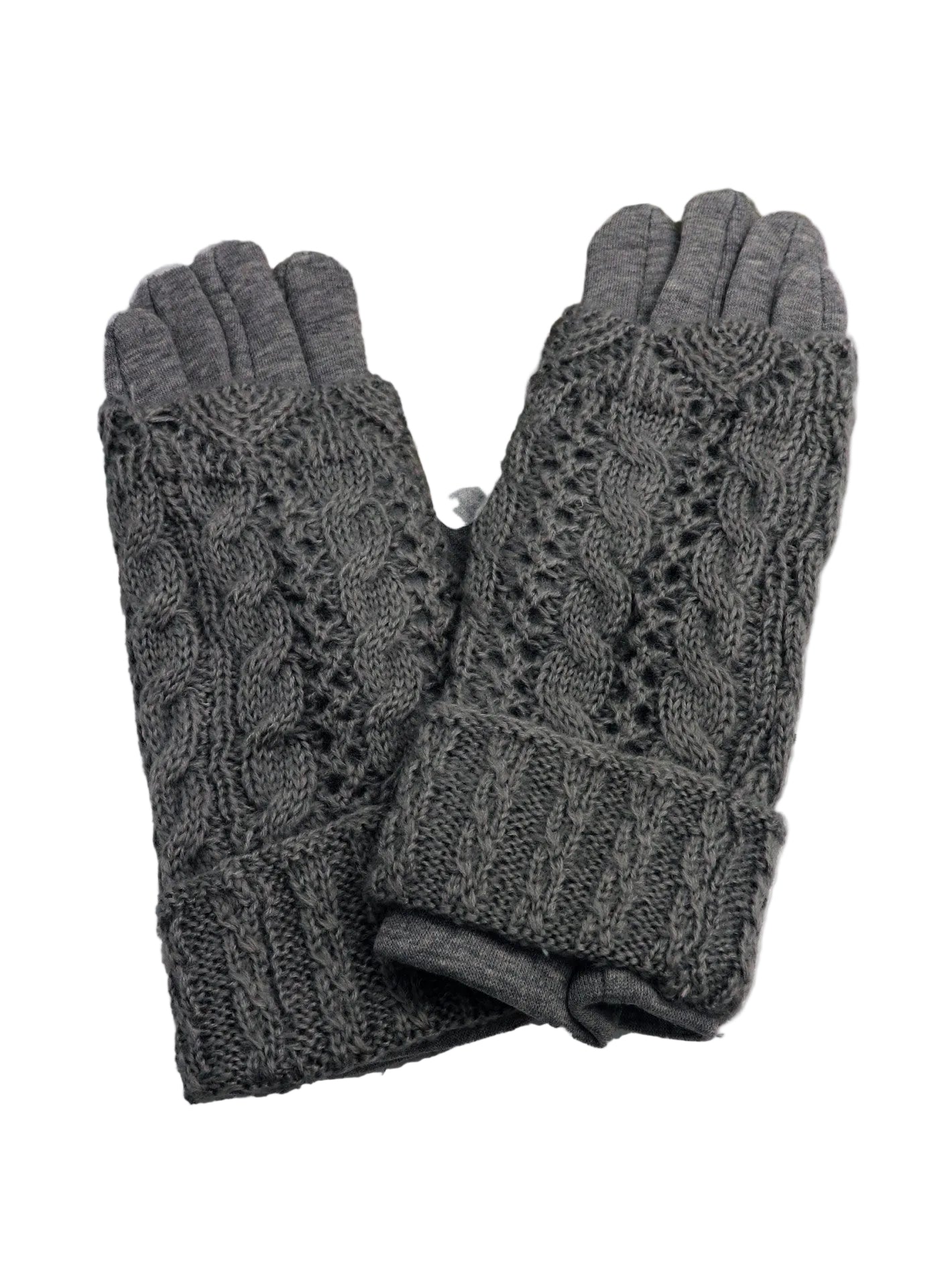 Double Layered Cable Knit Touch Screen Glove