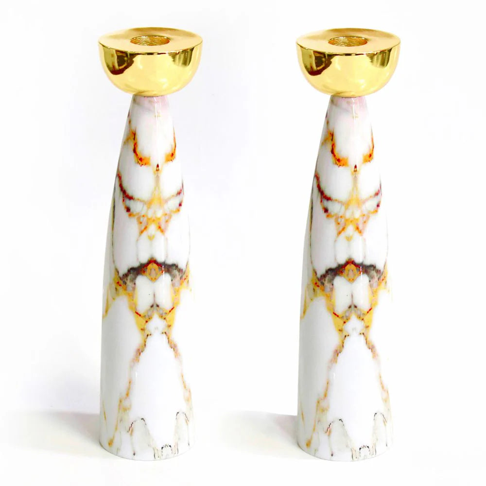 Candle Holders - Gold Marble