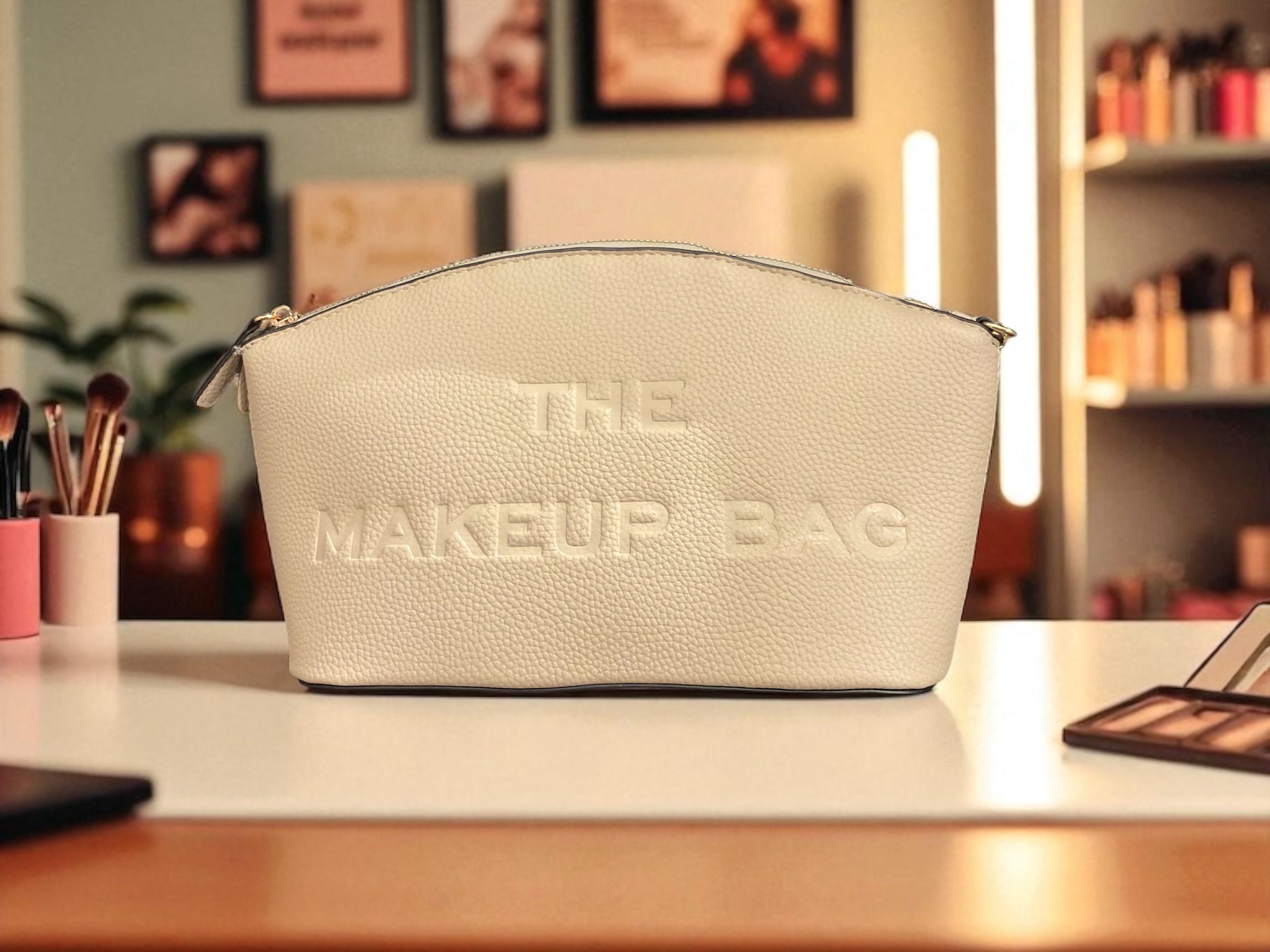 Beige Makeup Bag