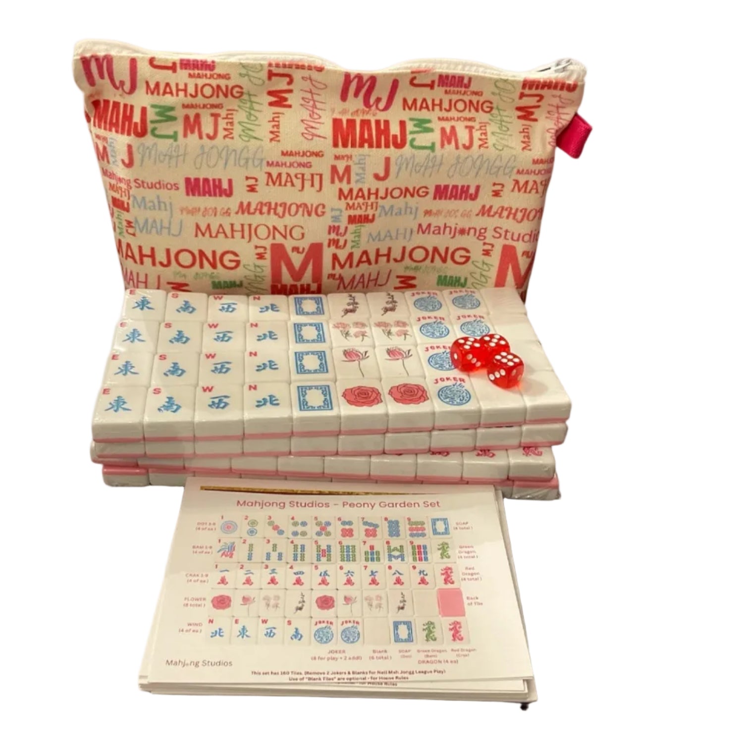 Mahjong Studios – Ensemble de tuiles de mahjong américain Peony Garden