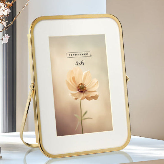 metal curved trim matte photo frame - gold 4x6