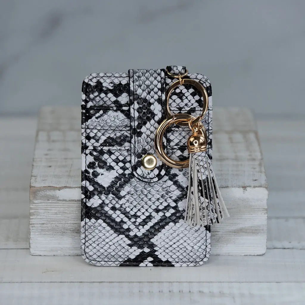 Pochette à cartes / Porte-clés portefeuille, serpent blanc