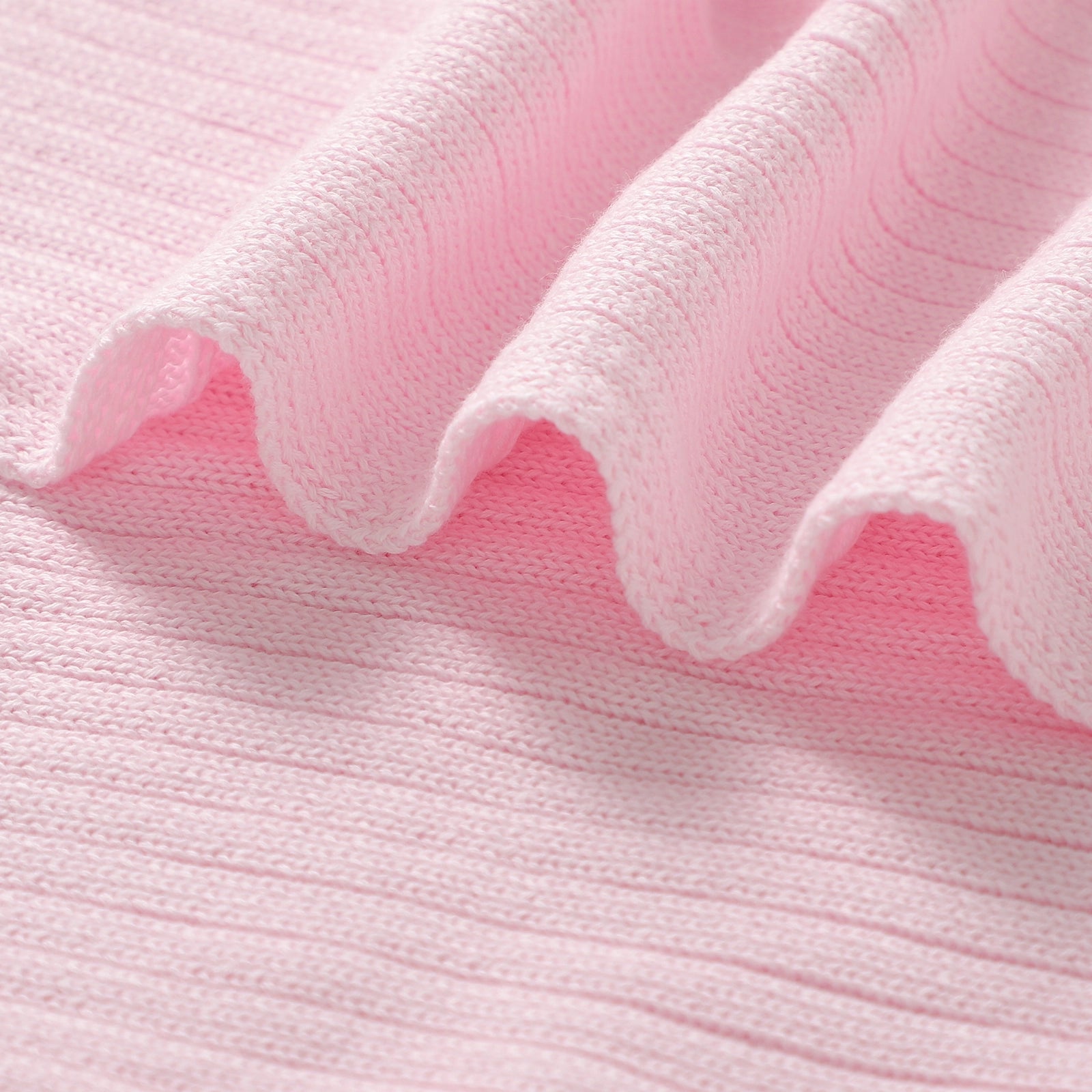Pink Luxury Organic Cotton Ribbed Baby Blanket