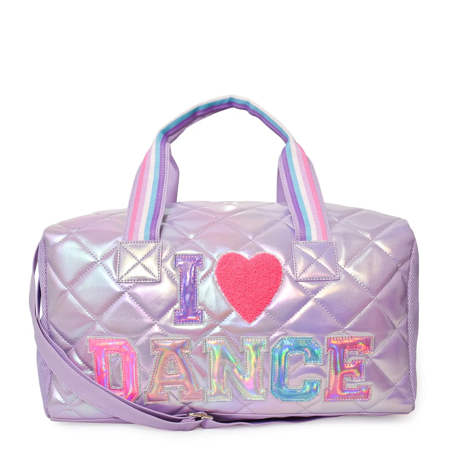 dance' Quilted Metallic Lavender Duffle Bag