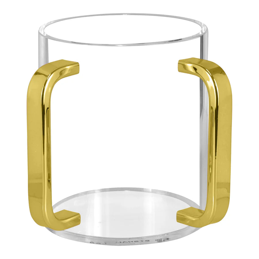 Lucite Wash Cup With mirrored gold handles