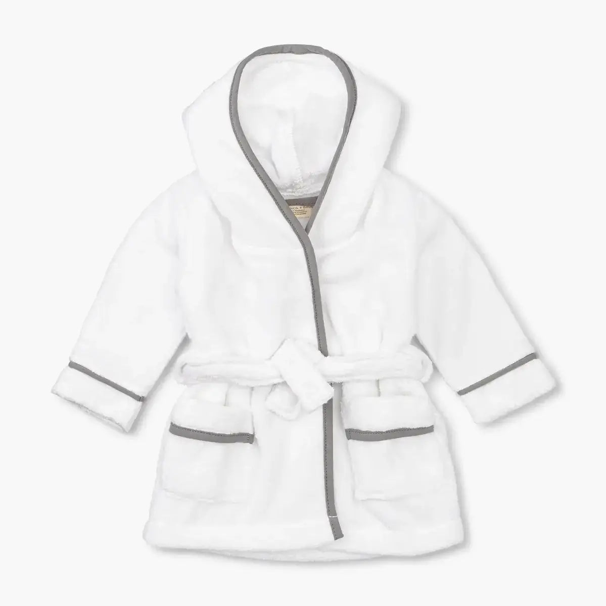 Personalized Terry Bathrobe - White + Grey