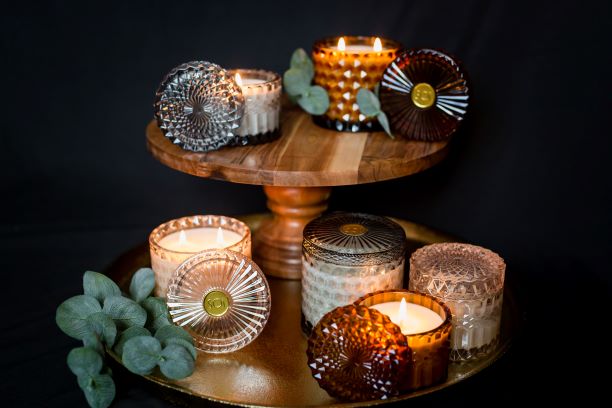 Bougie scintillante en daim chiné 15 oz