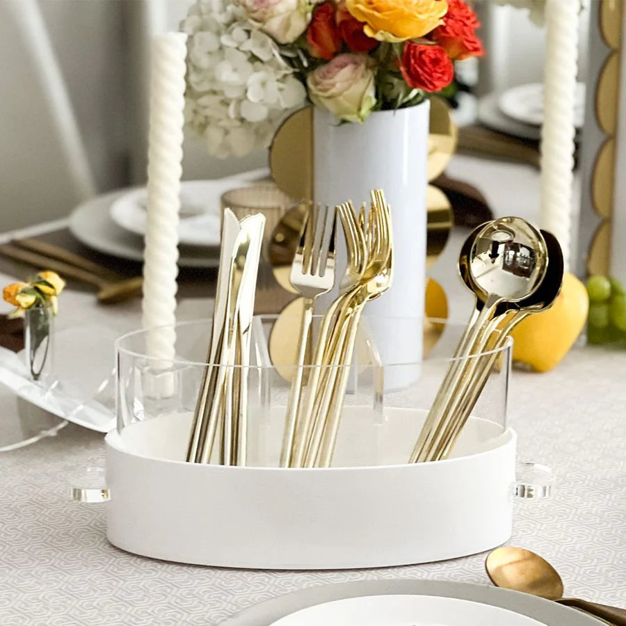 Lucite utensils caddy - clear