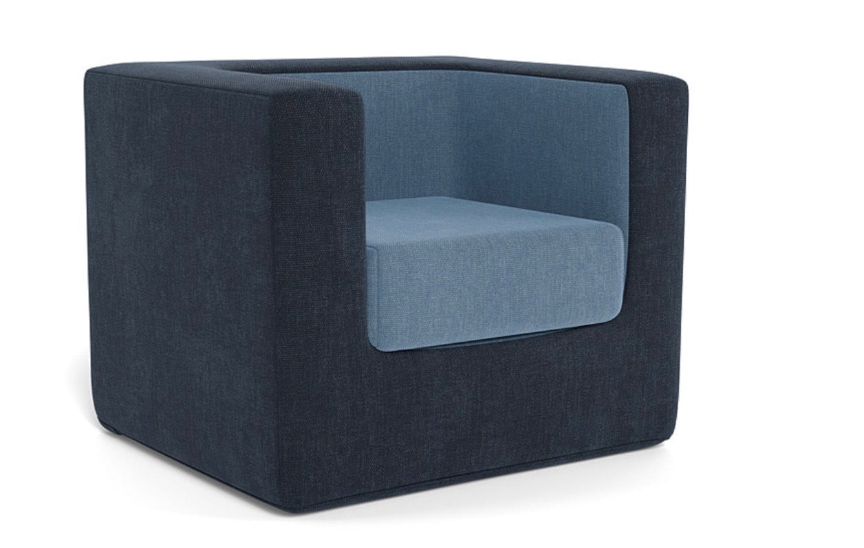 Personalized Upholstered Kid’s Chair - Deep Navy/Denim Blue