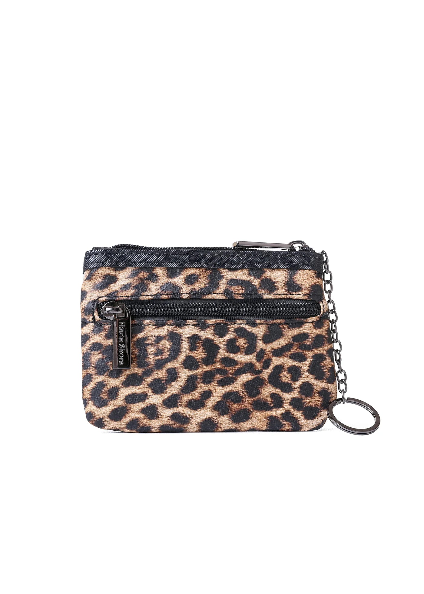 Étui à cartes en cuir végétalien à motif guépard