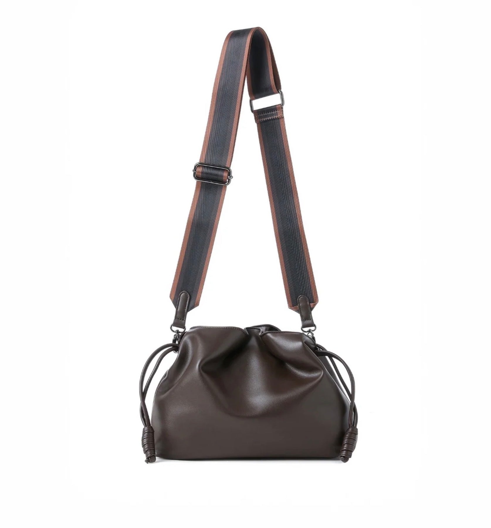 Convertible vegan leather crossbody - chocolate