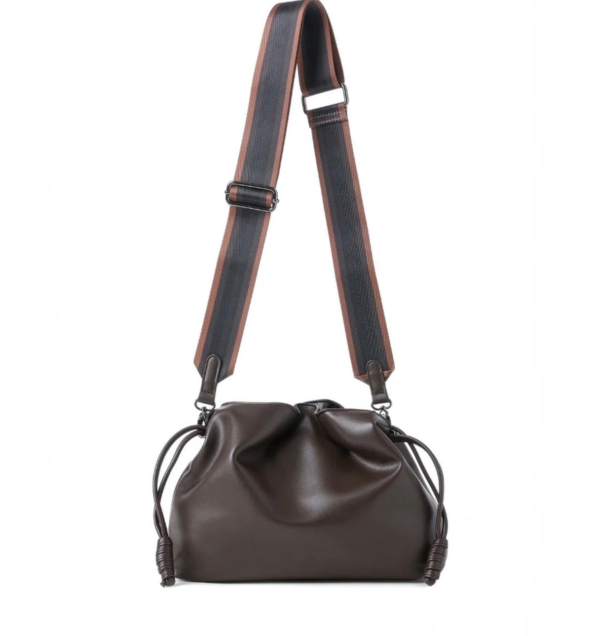 Convertible vegan leather crossbody - chocolate