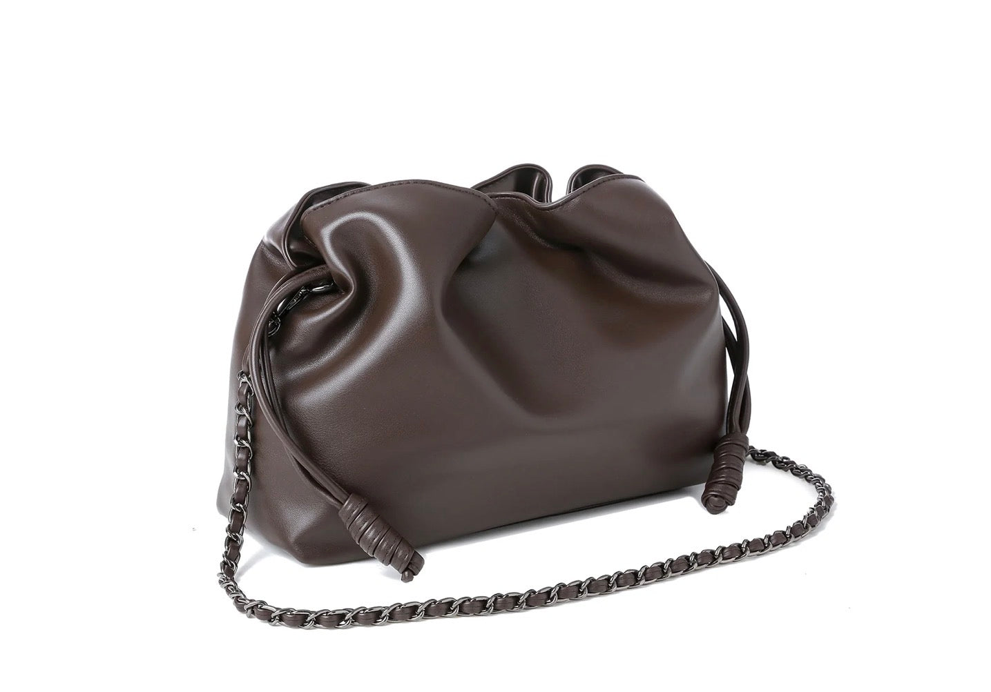 Convertible vegan leather crossbody - chocolate