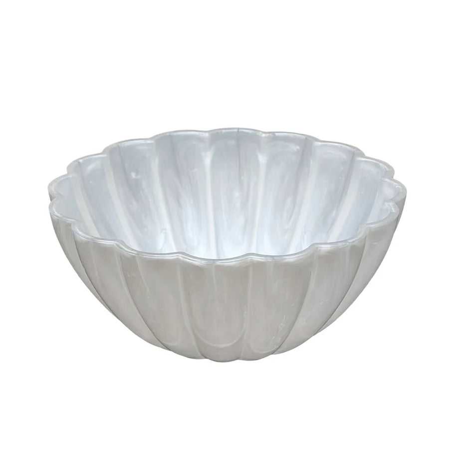Resin white pearl fluted bowl