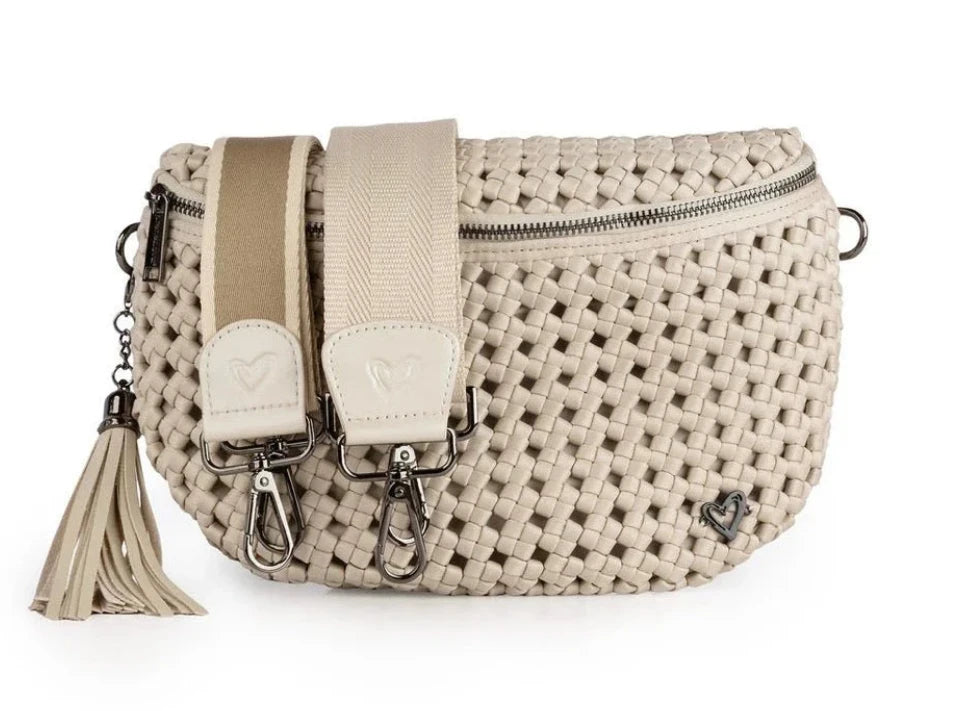 Woven Hand-knotted crossbody bag - Bone