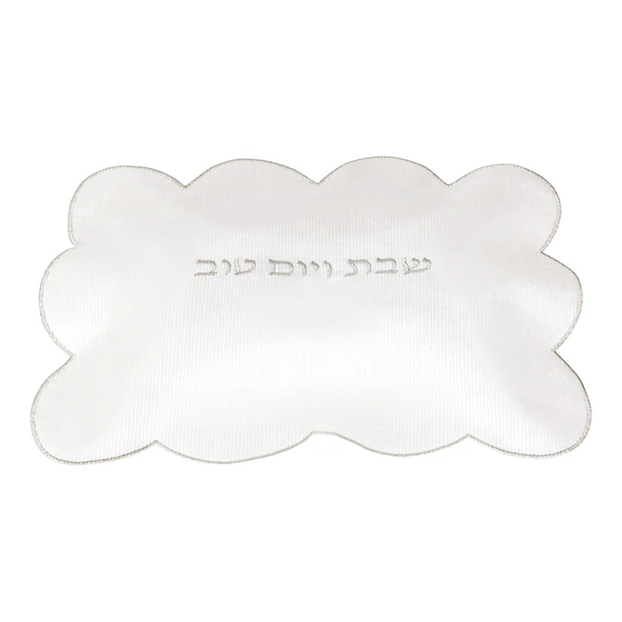 Scalloped Edge Corduroy Challah Cover - silver