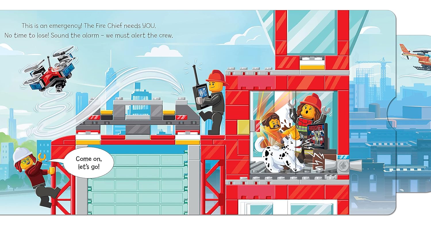 Caserne de pompiers LEGO City : un livre à pousser, tirer et glisser