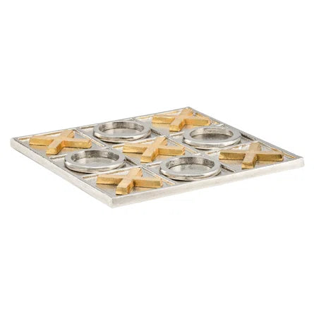 Jeu de décoration en aluminium Tic Tac Toe - Argent et or