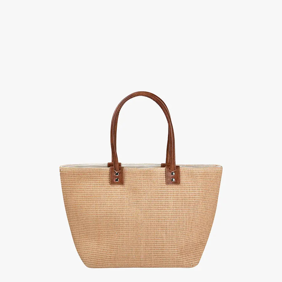 Tan straw tote