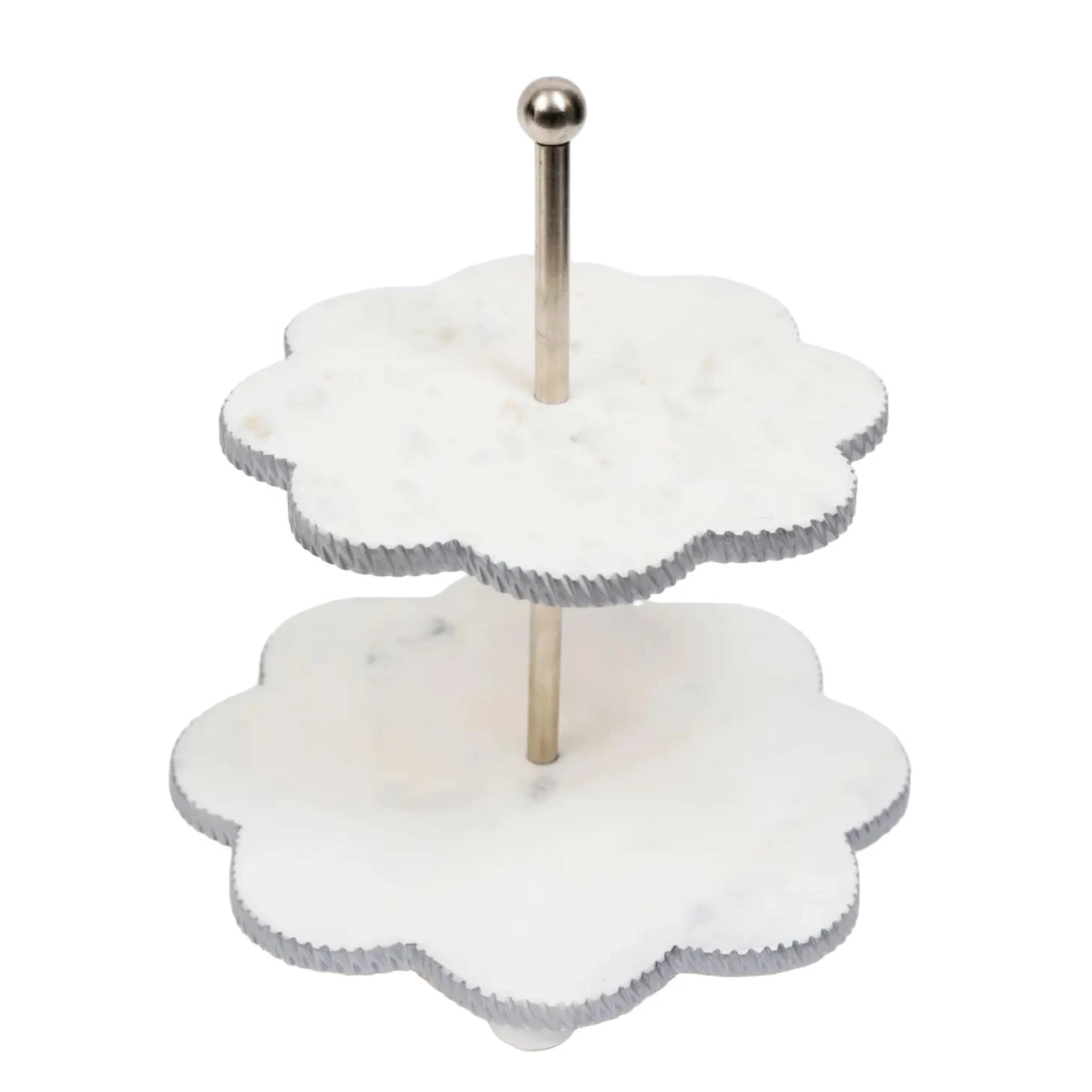 White Marble Flower Shaped 2 Tier Cake Stand