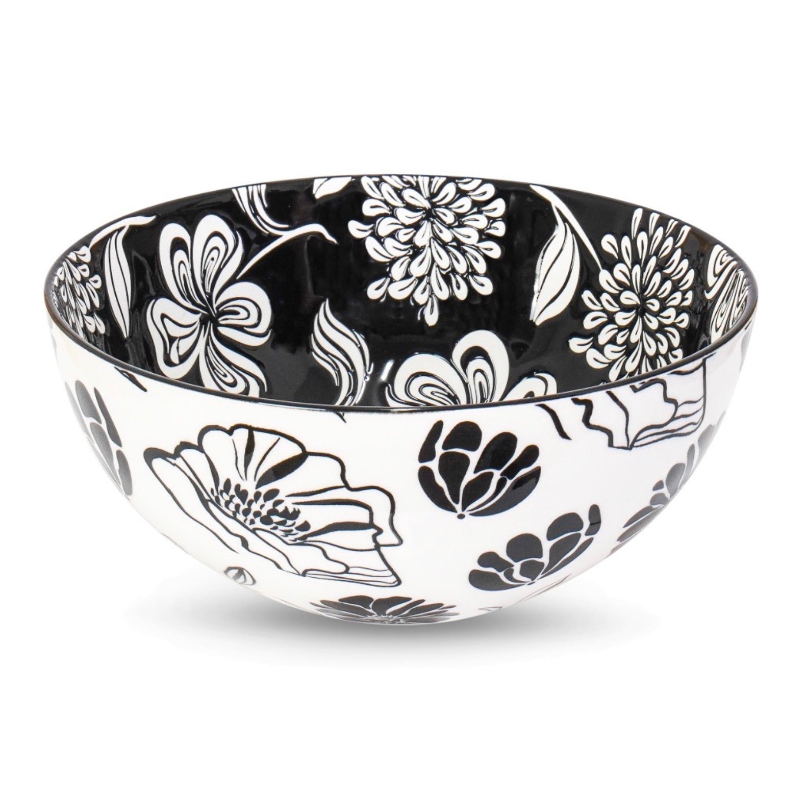 Black and white floral bowl