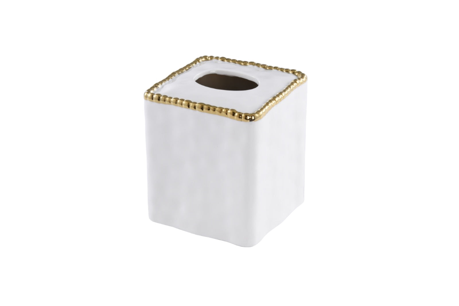 Pampa Bay Square Tissue Box With Gold Beads