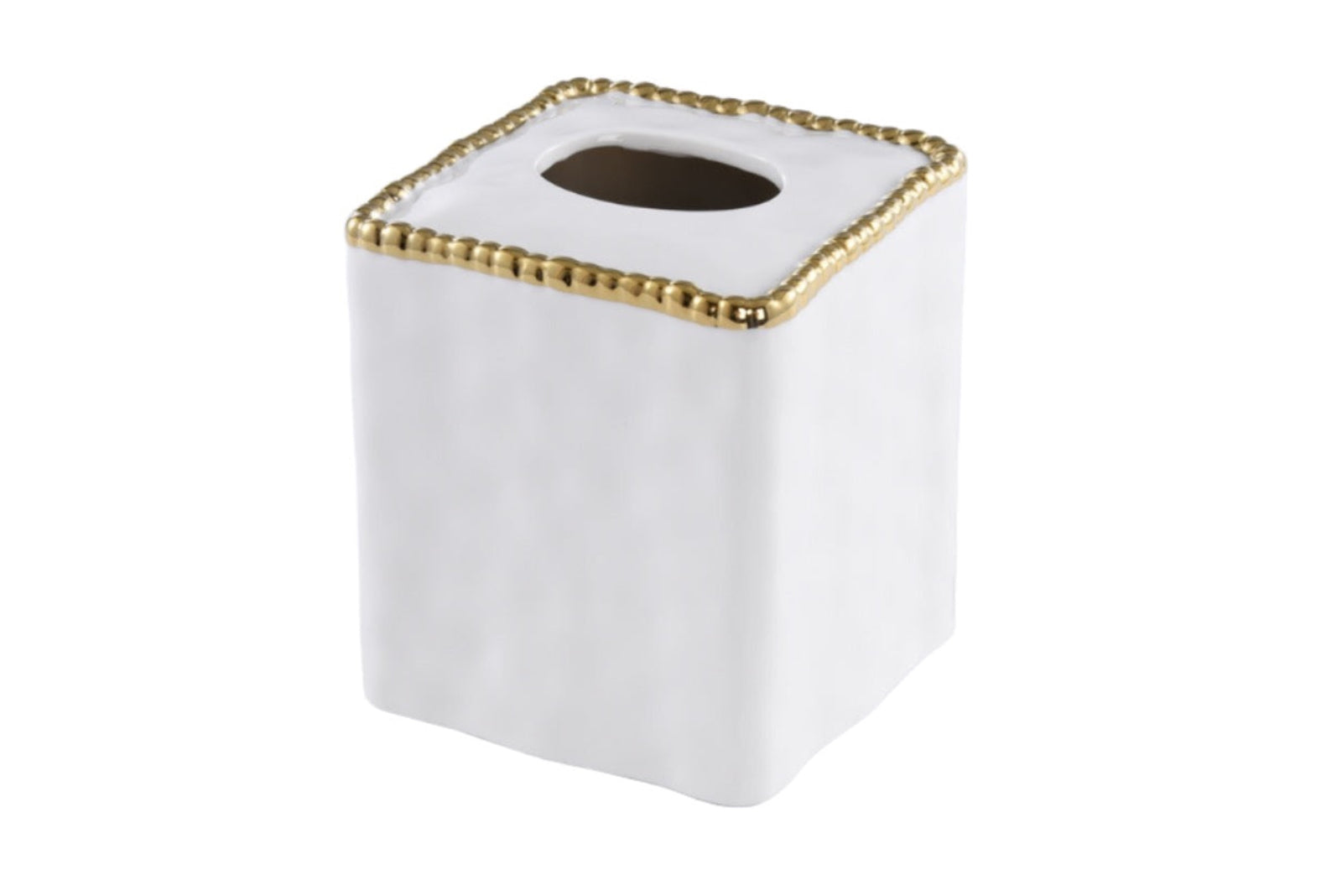 Pampa Bay Square Tissue Box With Gold Beads