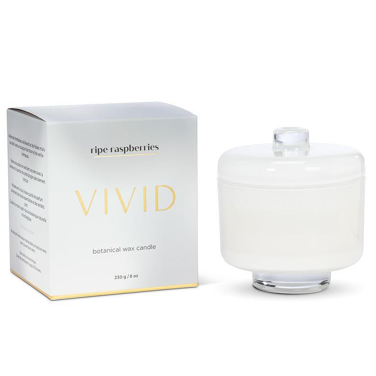 Vivid ripe raspberries candle