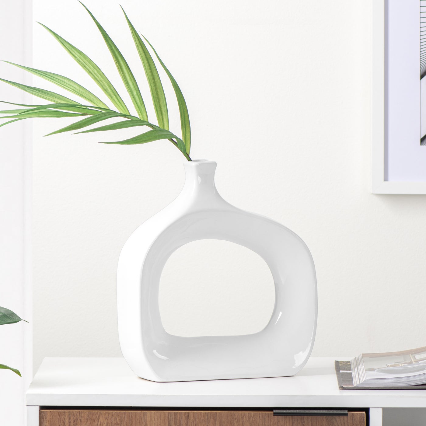 Open 11h" Wide Vase - White