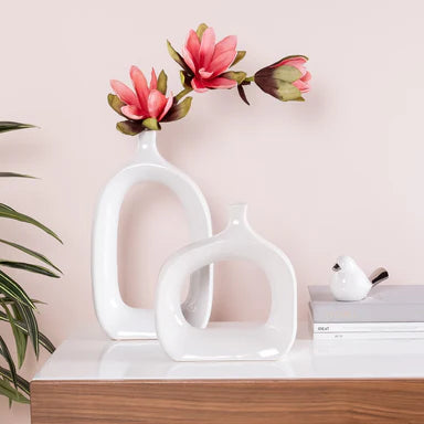 Open 15.75h" Tall Vase - White