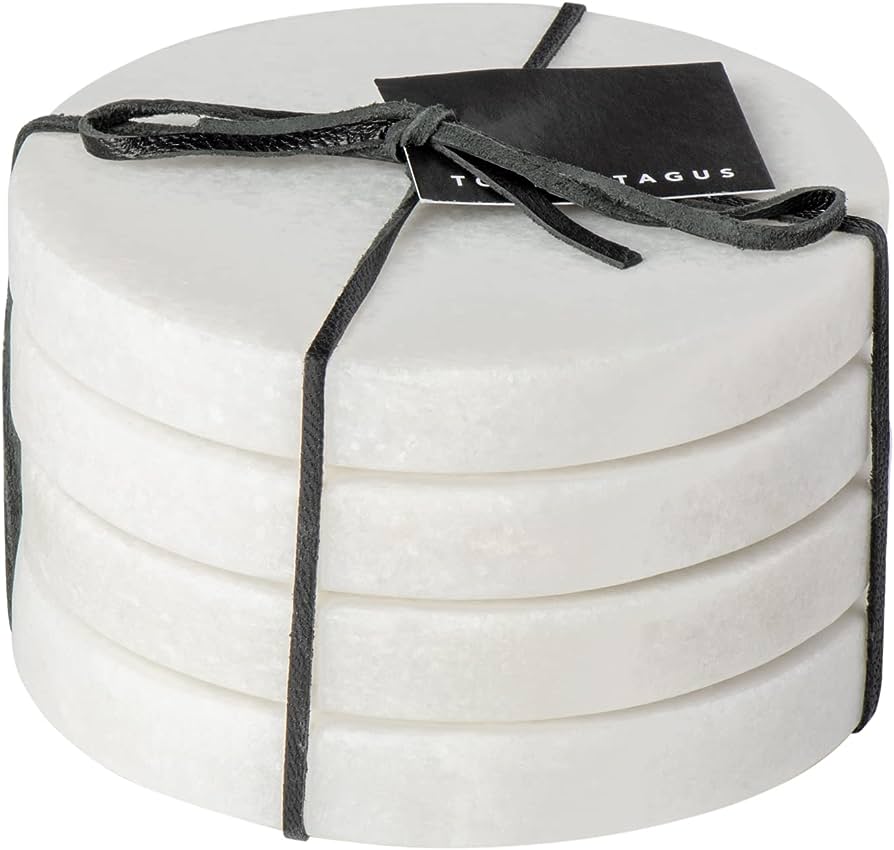 Ensemble de 4 sous-verres ronds en marbre