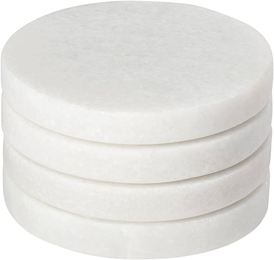 Ensemble de 4 sous-verres ronds en marbre