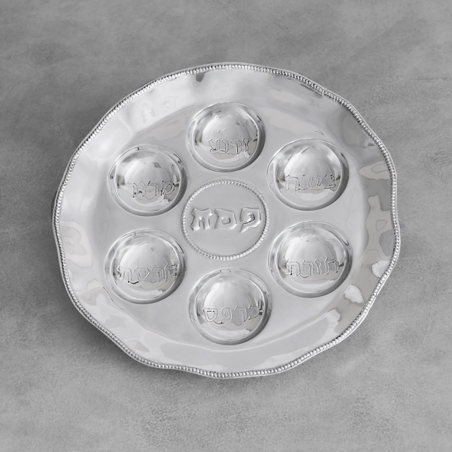 Beatriz ball silver Seder plate with pearls