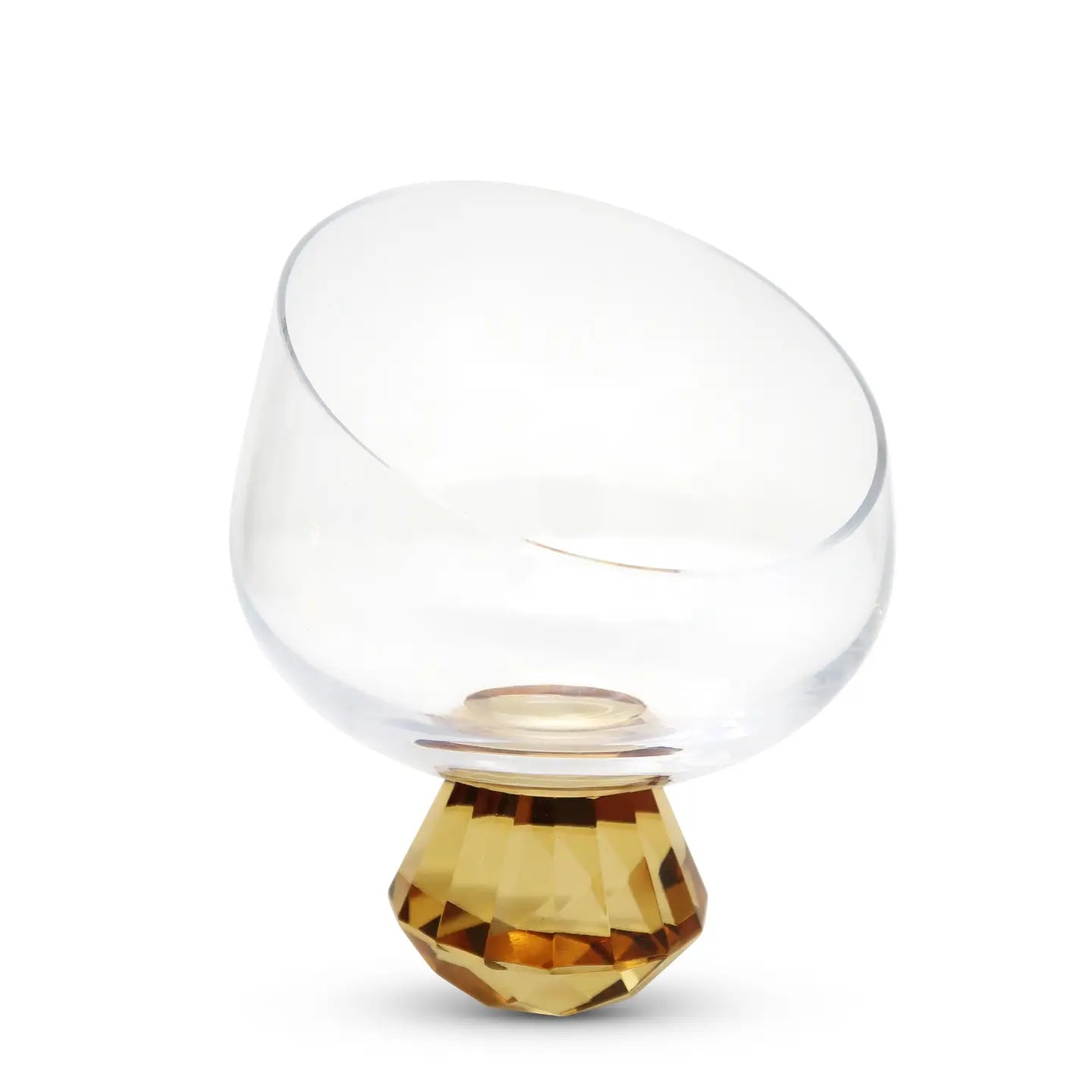 Angular Bowl with Colored Diamond Stem - amber