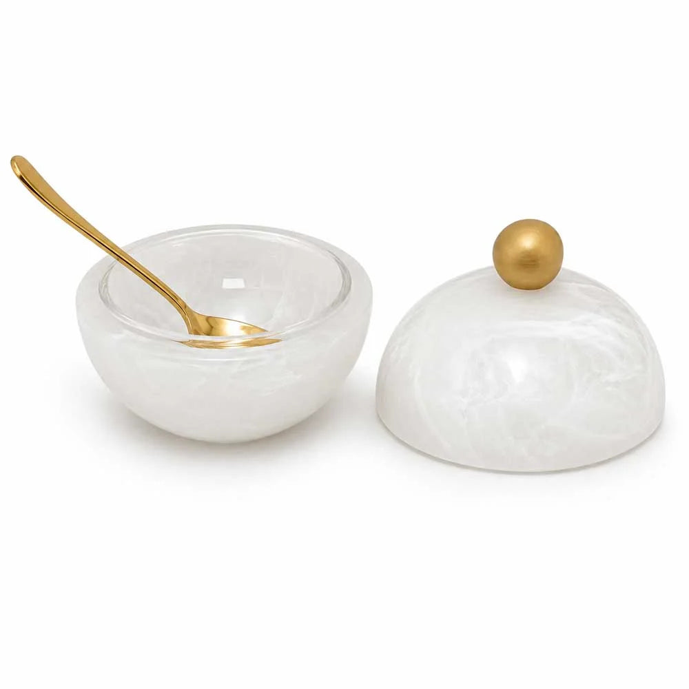 White swirl matte Resin honey dish