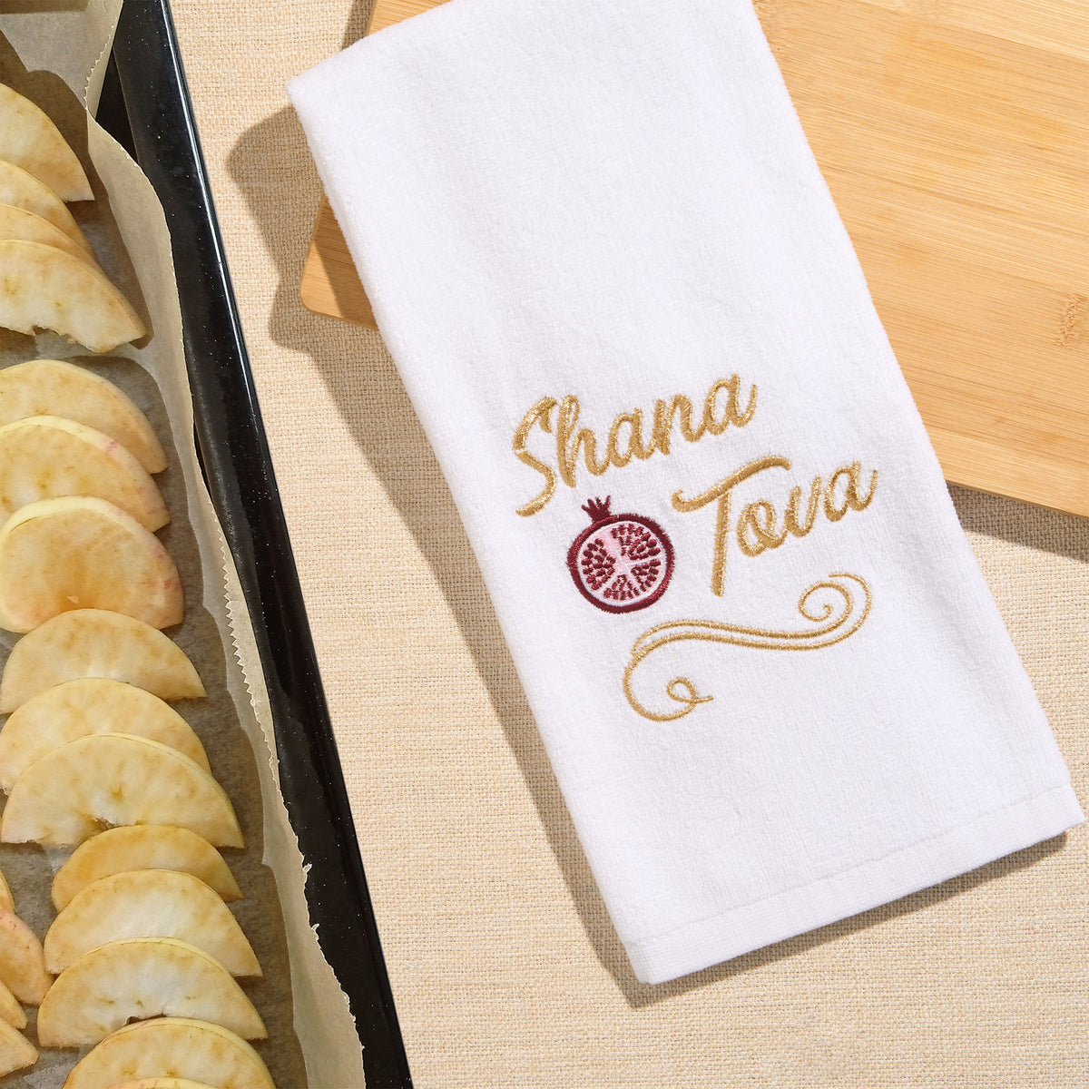 Embroidered Shana tova hand towel
