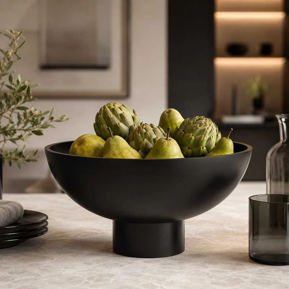 Matte Black Stainless Steel footed Bowl