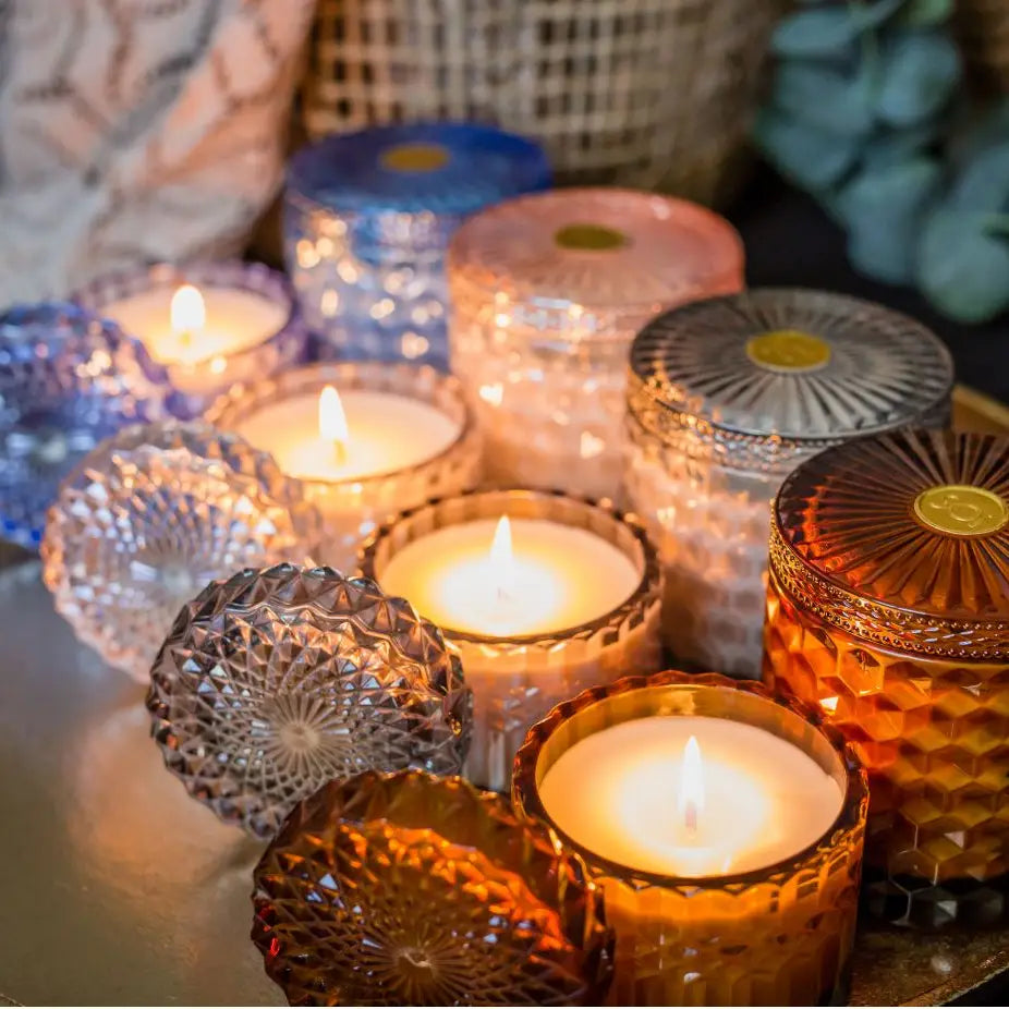 Bougie scintillante en daim chiné 8 oz