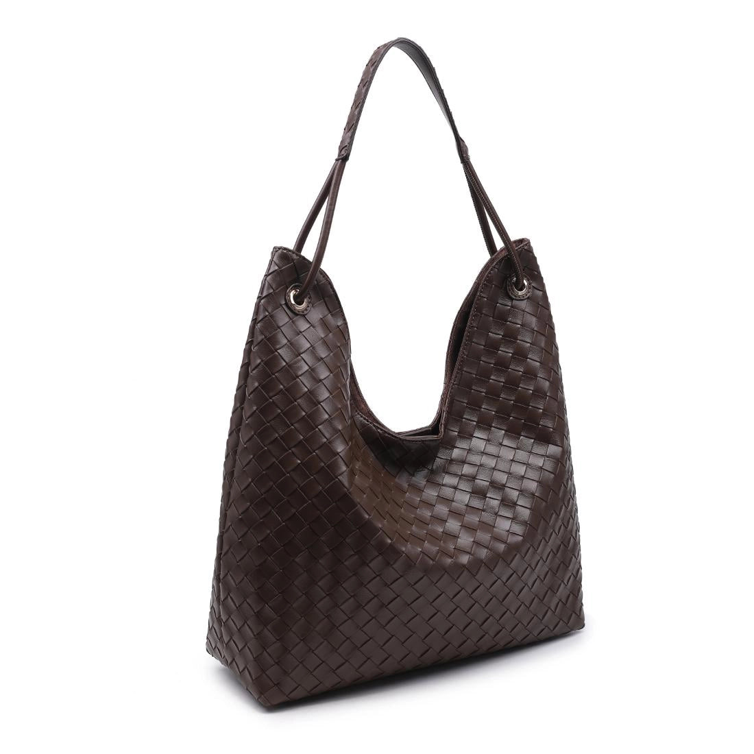 Woven U-shaped Hobo - chocolate