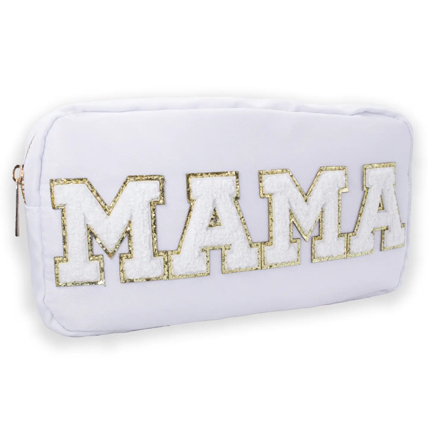 Trousse de maquillage de voyage Preppy en nylon chenille « Mama »