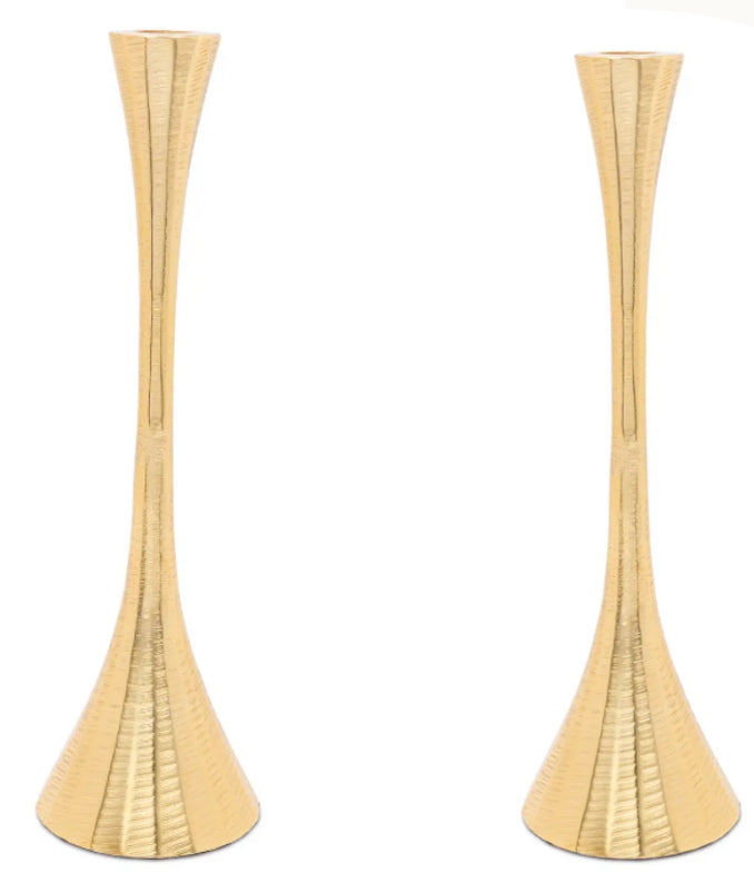 Lot de 2 bougeoirs géométriques dorés