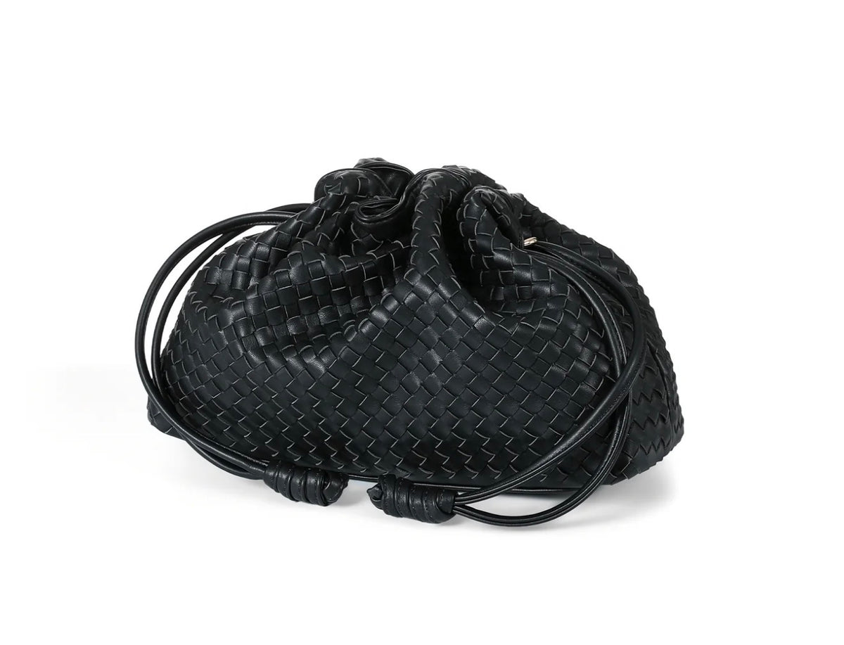 Sac cabas en cuir végan gaufré - noir