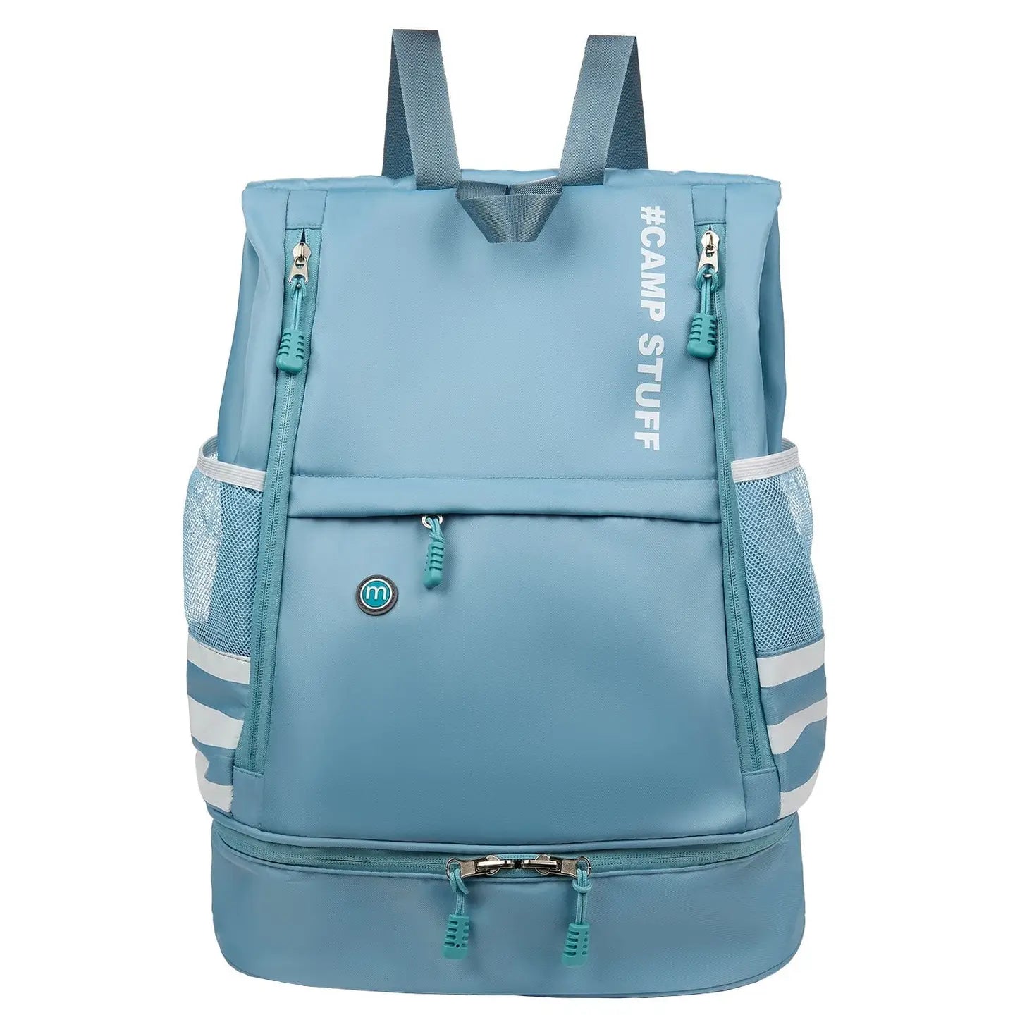 Sporty Side Stripe Waterproof Camp Backpack - Blue